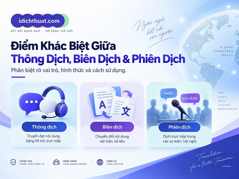điểm khác biệt giữa thông dịch, biên dịch và phiên dịch
